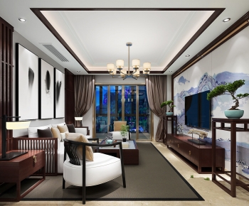 New Chinese Style A Living Room-ID:254507066