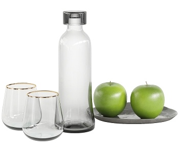 现代果盘 苹果 玻璃瓶 玻璃杯-ID:1387777
