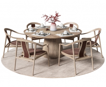 新中式圆形餐桌椅-ID:271308905