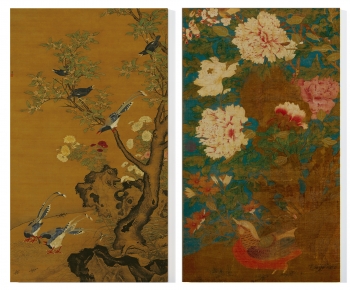 中式传统鸟禽花艺挂画组合-ID:951163052