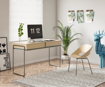 Nordic Style Computer Desk And Chair-ID:496389917