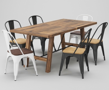 Industrial Style Dining Table And Chairs-ID:529170048