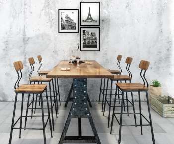 Industrial Style Dining Table And Chairs-ID:840424067