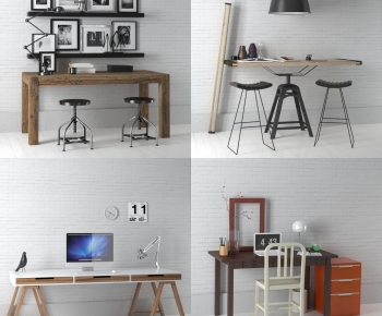 Industrial Style Computer Desk And Chair-ID:792124994
