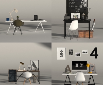 Nordic Style Computer Desk And Chair-ID:539202939