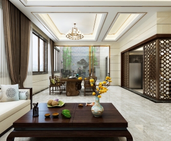New Chinese Style A Living Room-ID:986783038