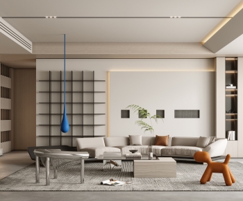 Modern Wabi-sabi Style A Living Room-ID:215440995