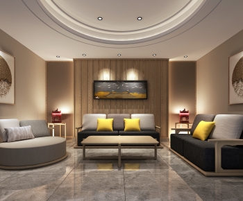 New Chinese Style A Living Room-ID:746907954