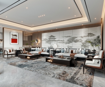 New Chinese Style A Living Room-ID:346292029