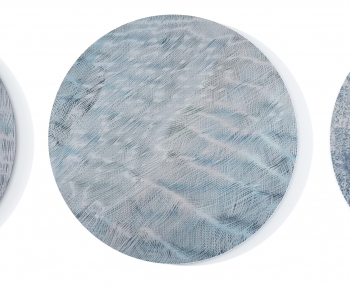 现代浅蓝色抽象圆形地毯-ID:888638022