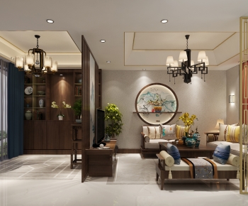 New Chinese Style A Living Room-ID:659968962