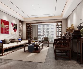 New Chinese Style A Living Room-ID:902679927