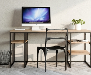 Industrial Style Computer Desk And Chair-ID:544045938