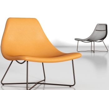 现代金属橙色皮革单椅组合-ID:872822054