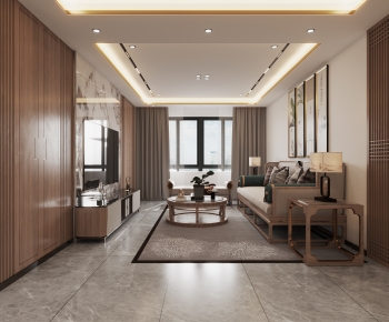 New Chinese Style A Living Room-ID:599553112