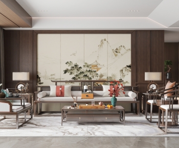 New Chinese Style A Living Room-ID:295656926