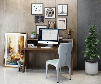 Modern Computer Desk And Chair-ID:646568069