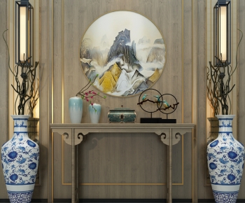 New Chinese Style TV Wall-ID:729422094