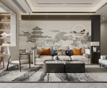 New Chinese Style A Living Room-ID:509080899