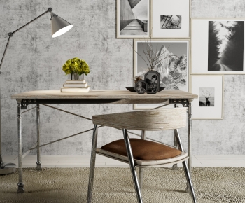 Industrial Style Computer Desk And Chair-ID:610043052