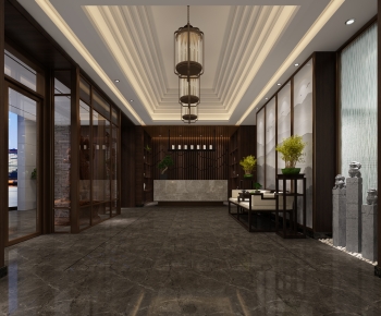 新中式酒店门厅 走廊-ID:558130778