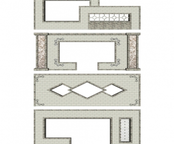 New Chinese Style Building Component-ID:890105016