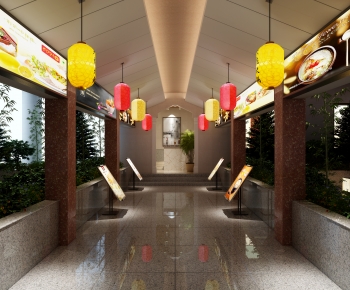 新中式饭馆大厅和入口-ID:624223953