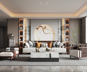New Chinese Style A Living Room-ID:613418104