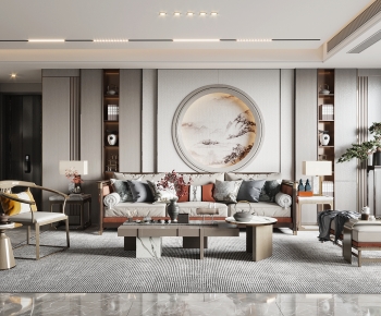 New Chinese Style A Living Room-ID:977731941