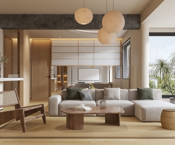 Japanese Style Wabi-sabi Style A Living Room-ID:454840901