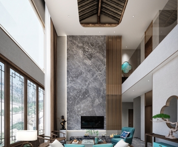 New Chinese Style A Living Room-ID:602541929