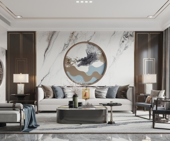New Chinese Style A Living Room-ID:879007103