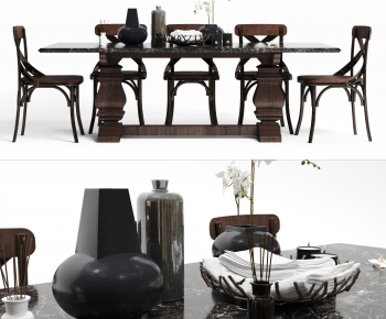 American Style Dining Table And Chairs-ID:335729145