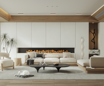 Modern Wabi-sabi Style A Living Room-ID:620404963