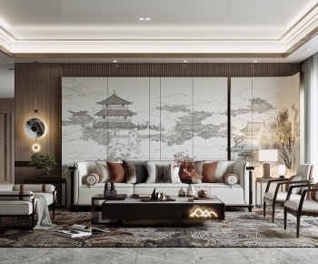 New Chinese Style A Living Room-ID:576088915