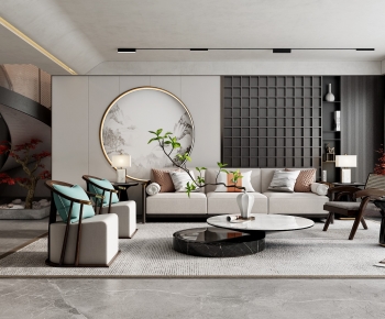 New Chinese Style A Living Room-ID:883574013