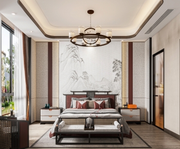 New Chinese Style Bedroom-ID:365912917