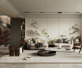 New Chinese Style A Living Room-ID:846203098