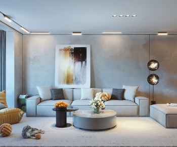 Modern Wabi-sabi Style A Living Room-ID:652959397