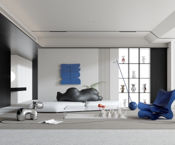 Modern Wabi-sabi Style A Living Room-ID:444865948