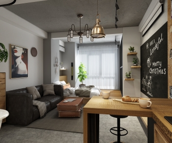 Industrial Style A Living Room-ID:229243045