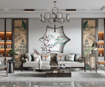 New Chinese Style A Living Room-ID:892813926