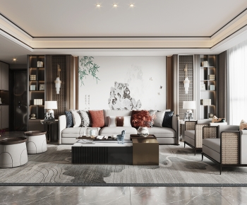 New Chinese Style A Living Room-ID:271025901