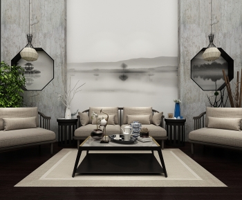 New Chinese Style Sofa Combination-ID:409359932