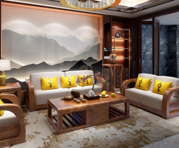 New Chinese Style Sofa Combination-ID:907526971