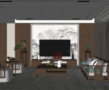 New Chinese Style A Living Room-ID:155415064
