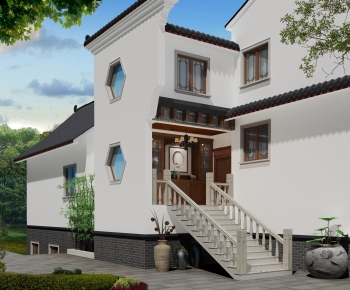 New Chinese Style Villa Appearance-ID:557204014