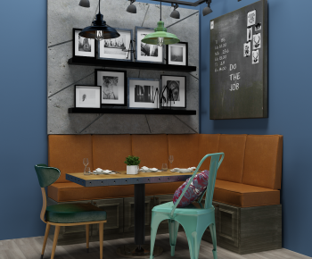 Industrial Style Dining Table And Chairs-ID:307340637