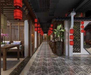 传统中式餐厅走廊-ID:390110021