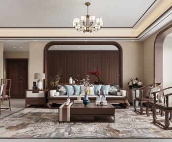 New Chinese Style A Living Room-ID:644845014